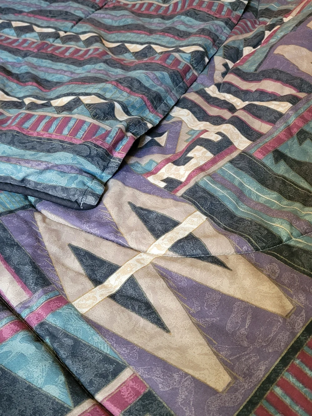 Vintage 90s Springs Southwestern Twin Comforter Set Teal Purple Geometric Aztec